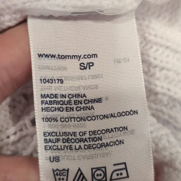 Tommy Hilfiger Cable Knit Sweater Cotton Slouchy Relaxed Fit Open Knit - Picture 11 of 11